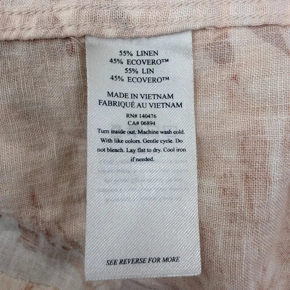 Faherty Gemina Linen Peach‎ Palms Linen Pintuck Sundress Medium Relaxed Pockets - Picture 7 of 11